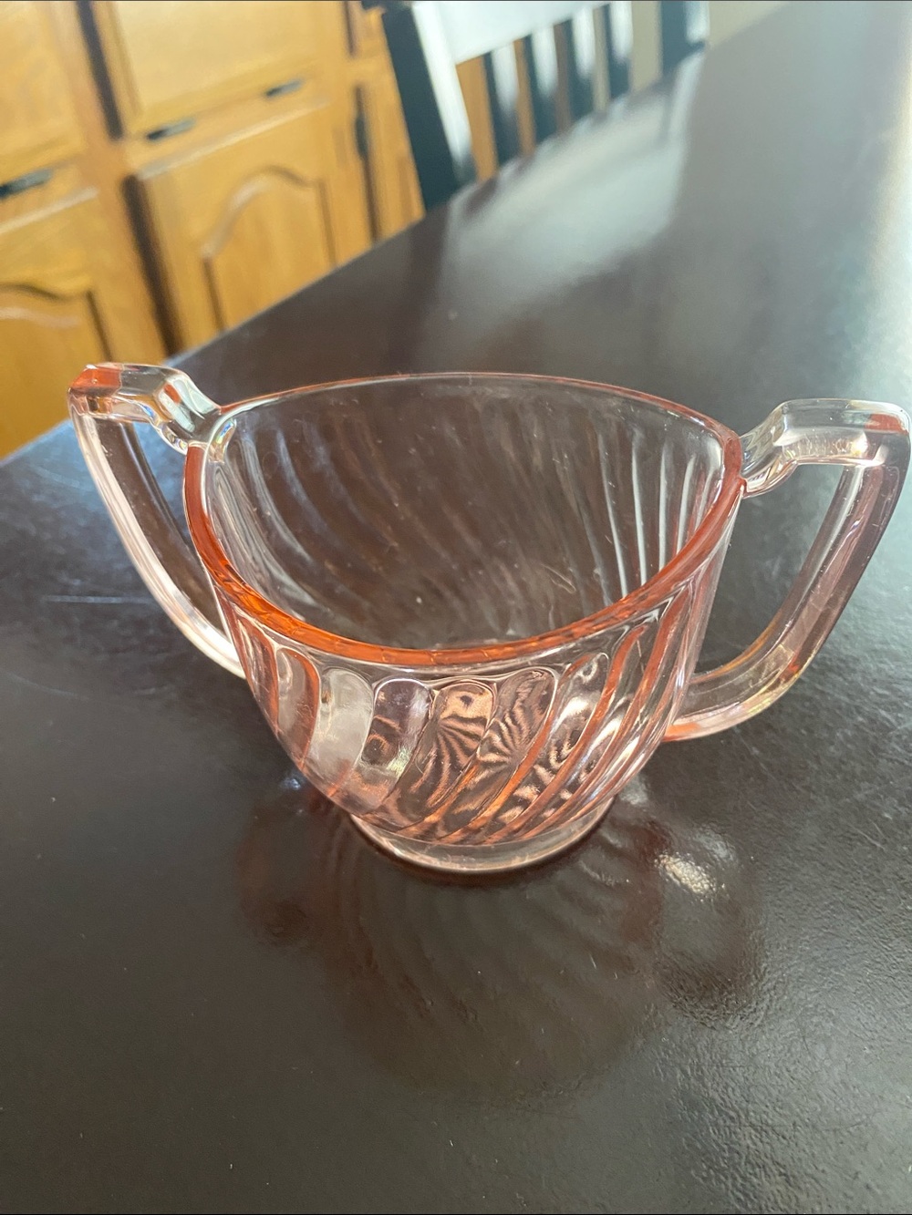 Vintage Pink Depression Glass Creamer with Swirl Pattern sugar bowl